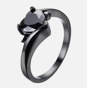 *Sale* New Black Heart Shaped CZ Black Gold Ring.